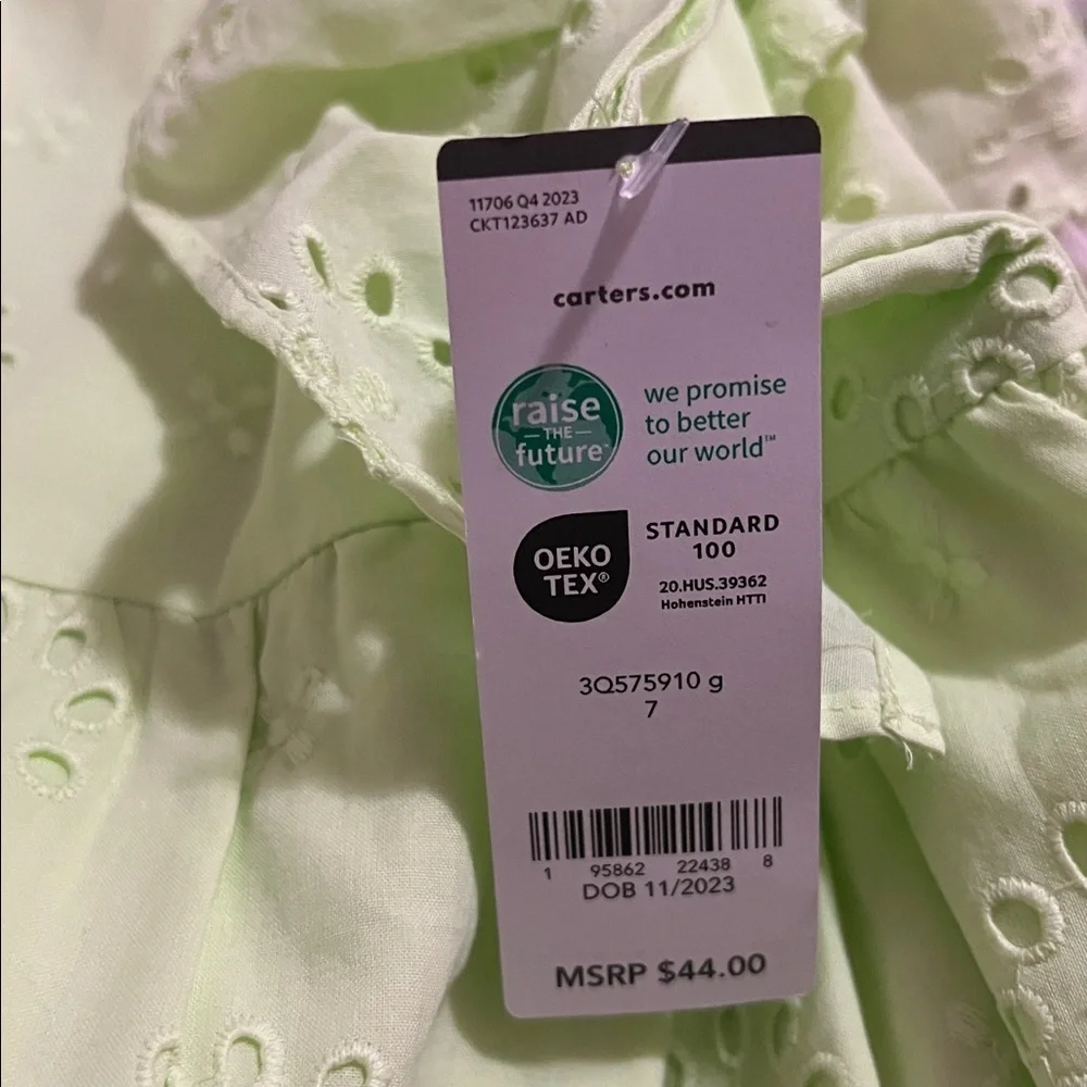 Carter's Light Green Eyelet Dress with Ruffles